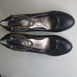 Guess Off Black Charcoal platform shoes with Rockstar Chain